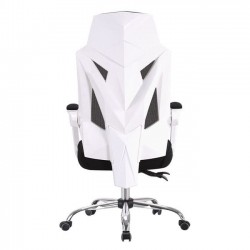 Sillón de oficina GRAZ, blanco, alto, sincro, malla gris, tejido negro