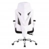 Sillón de oficina GRAZ, blanco, alto, sincro, malla gris, tejido negro