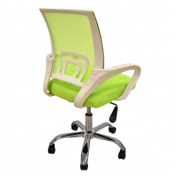 Sillón de oficina FISS NEW (M), blanco, basculante, malla y tejido verde