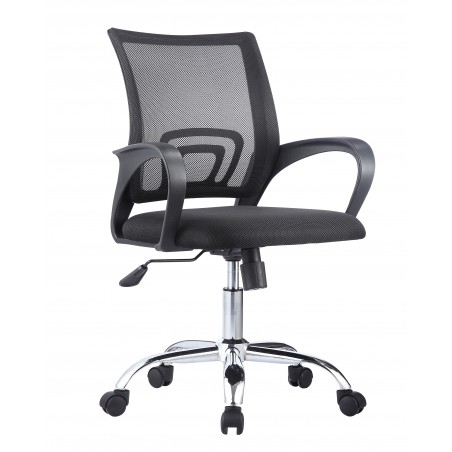 Sillón de oficina FISS NEW (M), negro, basculante, malla y tejido negro
