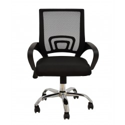 Sillón de oficina FISS NEW (M), negro, basculante, malla y tejido negro