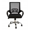 Sillón de oficina FISS NEW (M), negro, basculante, malla y tejido negro