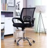 Sillón de oficina FISS NEW (M), negro, basculante, malla y tejido negro