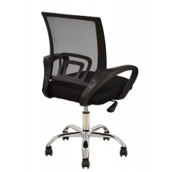 Sillón de oficina FISS NEW (M), negro, basculante, malla y tejido negro