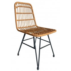 Silla BRUNEI, metal, ratán beige (Pack de 4 unidades)