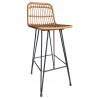 Taburete BRUNEI, metal, ratán beige (Pack de 2 unidades)