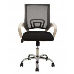 Sillón de oficina FISS NEW, brazos blanco, basculante, estructura y malla negro