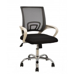 Sillón de oficina FISS NEW, brazos blanco, basculante, estructura y malla negro