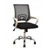 Sillón de oficina FISS NEW, brazos blanco, basculante, estructura y malla negro