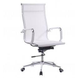 Sillón de oficina IGOR, alto, regulación de altura, basculante profundo, malla blanca
