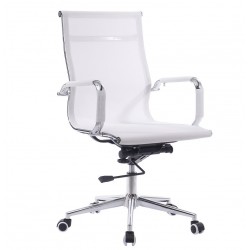 Sillón de oficina IGOR, giratorio, regulación de altura, basculante profundo, malla blanca