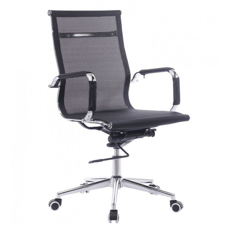 Sillón de oficina IGOR, giratorio, regulación de altura, basculante profundo, malla negra