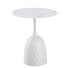 Mesa CAVEZZO, baja, blanca, tapa cerámica mármol blanco, 50 cms de diámetro