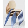 Silla COLMAR, apilable, azul, contrachapado revestido con HPL, color natural (Pack de 4 unidades)