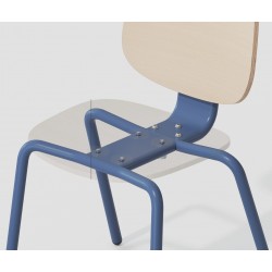 Silla COLMAR, apilable, azul, contrachapado revestido con HPL, color natural (Pack de 4 unidades)