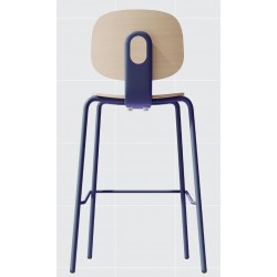 Taburete COLMAR, apilable, azul, contrachapado revestido con HPL, color natural (Pack...