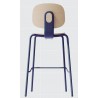 Taburete COLMAR, apilable, azul, contrachapado revestido con HPL, color natural (Pack de 4 unidades)