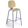 Taburete COLMAR, apilable, azul, contrachapado revestido con HPL, color natural (Pack de 4 unidades)