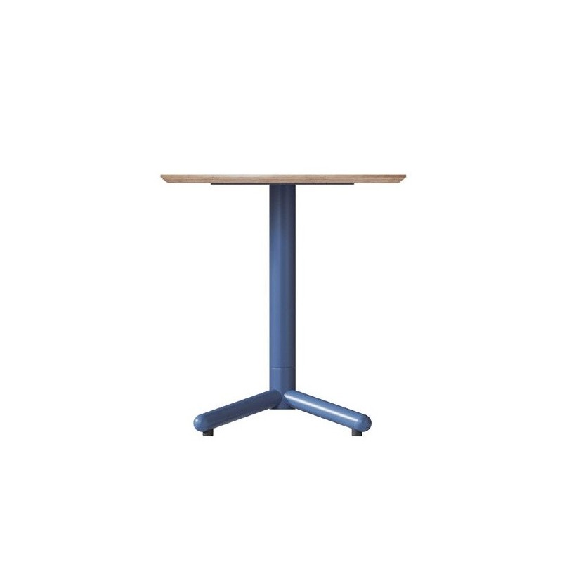 Mesa COLMAR, azul, tapa de contrachapado revestido con HPL, color natural, 70 x 70 cms