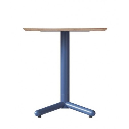 Mesa COLMAR, azul, tapa de contrachapado revestido con HPL, color natural, 70 x 70 cms