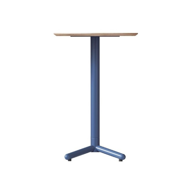 Mesa COLMAR, alta, azul, tapa de contrachapado revestido con HPL, color natural, 70 x 70 cms