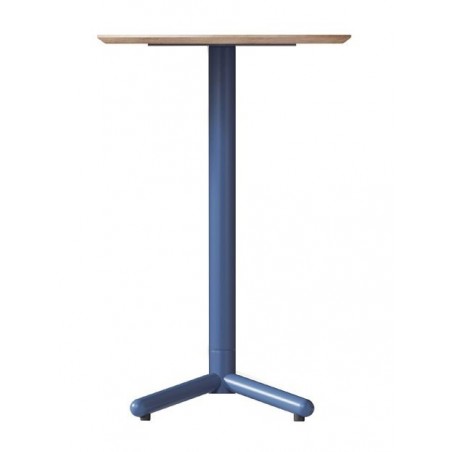 Mesa COLMAR, alta, azul, tapa de contrachapado revestido con HPL, color natural, 70 x 70 cms