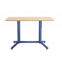 Mesa COLMAR, azul, tapa de contrachapado revestido con HPL, color natural, 120 x 70 cms