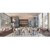 Mesa COLMAR, azul, tapa de contrachapado revestido con HPL, color natural, 120 x 70 cms