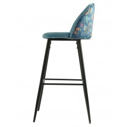 Taburete CARNAVAL SKY BLUE, metal, tapizado velvet azul con trasera carnaval (Pack de 4...