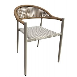 Sillón MÓNACO, apilable, aluminio, ratán y teslin (Pack de 4 unidades)