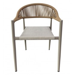 Sillón MÓNACO, apilable, aluminio, ratán y teslin (Pack de 4 unidades)