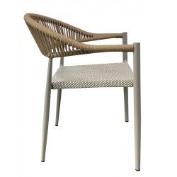 Sillón MÓNACO, apilable, aluminio, ratán y teslin (Pack de 4 unidades)