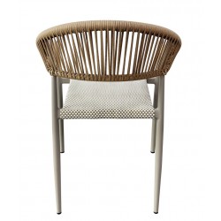 Sillón MÓNACO, apilable, aluminio, ratán y teslin (Pack de 4 unidades)