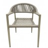 Sillón CANNES, apilable, aluminio, asiento y respaldo de cuerda beige (Pack de 4 unidades)