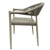 Sillón CANNES, apilable, aluminio, asiento y respaldo de cuerda beige (Pack de 4 unidades)