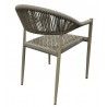Sillón CANNES, apilable, aluminio, asiento y respaldo de cuerda beige (Pack de 4 unidades)