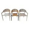 Sillón CANNES, apilable, aluminio, asiento y respaldo de cuerda beige (Pack de 4 unidades)