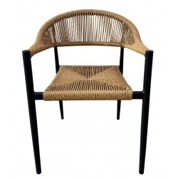 Sillón RIVIERA, apilable, aluminio, ratán marrón (Pack de 4 unidades)