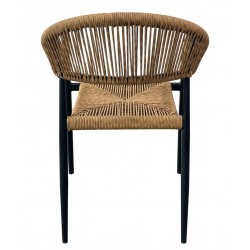 Sillón RIVIERA, apilable, aluminio, ratán marrón (Pack de 4 unidades)
