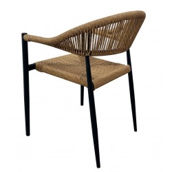Sillón RIVIERA, apilable, aluminio, ratán marrón (Pack de 4 unidades)