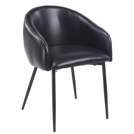 Sillón PELAYO, metal, similpiel vintage negra (Pack de 2 unidades)