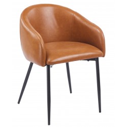 Sillón PELAYO, metal, similpiel vintage marrón (Pack de 2 unidades)