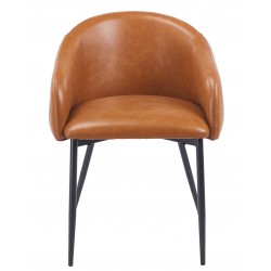 Sillón PELAYO, metal, similpiel vintage marrón (Pack de 2 unidades)
