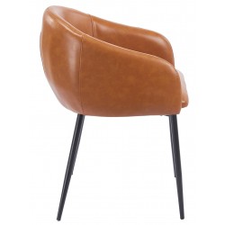 Sillón PELAYO, metal, similpiel vintage marrón (Pack de 2 unidades)