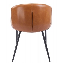 Sillón PELAYO, metal, similpiel vintage marrón (Pack de 2 unidades)
