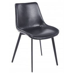 Silla MADRIGAL, metal, similpiel vintage negra (Pack de 4 unidades)