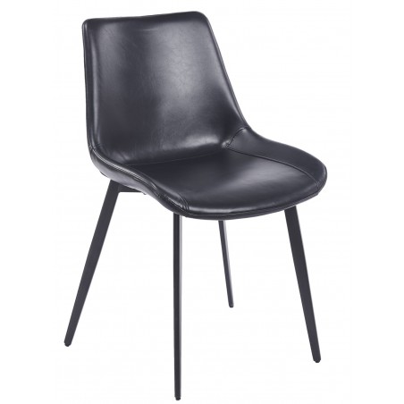 Silla MADRIGAL, metal, similpiel vintage negra (Pack de 4 unidades)
