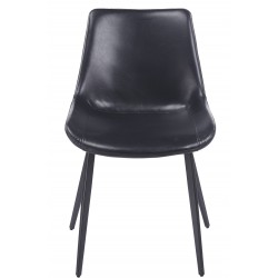 Silla MADRIGAL, metal, similpiel vintage negra (Pack de 4 unidades)