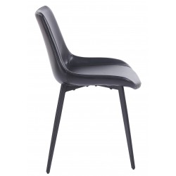 Silla MADRIGAL, metal, similpiel vintage negra (Pack de 4 unidades)