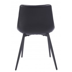 Silla MADRIGAL, metal, similpiel vintage negra (Pack de 4 unidades)